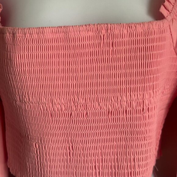 EUC - Main Strip Heartfelt Milkmaid Smocked Sequin Hearts Crop Top - Size: Large - Picture 7 of 10